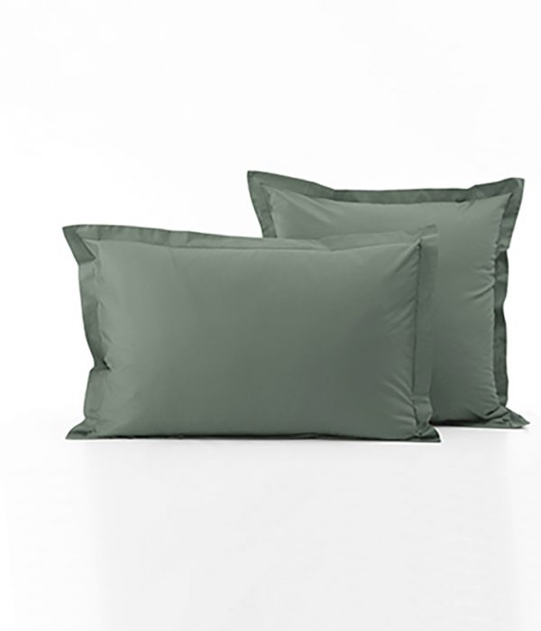 Taie d'oreiller percale vert alligator - Sylvie Thiriez