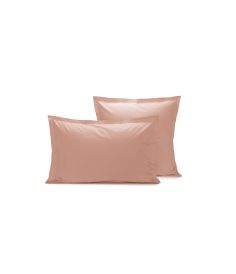 Taie d'oreiller percale rose pêche