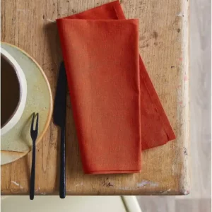 Lot de 2 serviettes métis Prélude paprika - SYLVIE THIRIEZ