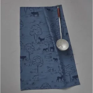 Torchon jacquard Cévennes bleu - SYLVIE THIRIEZ