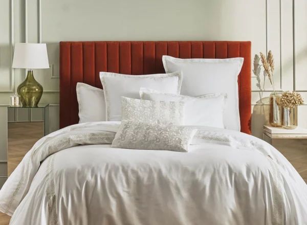 Housse de couette brodée Dallas Nacre - PERLE DE COTON