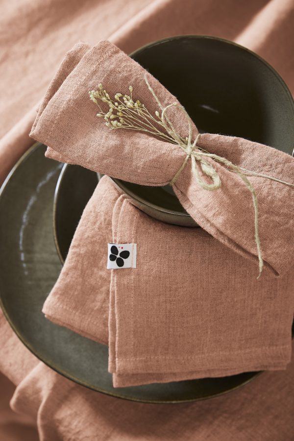 Lot de 3 serviettes de table lin lavé Soline sable - L'EFFET PAPILLON – Image 2