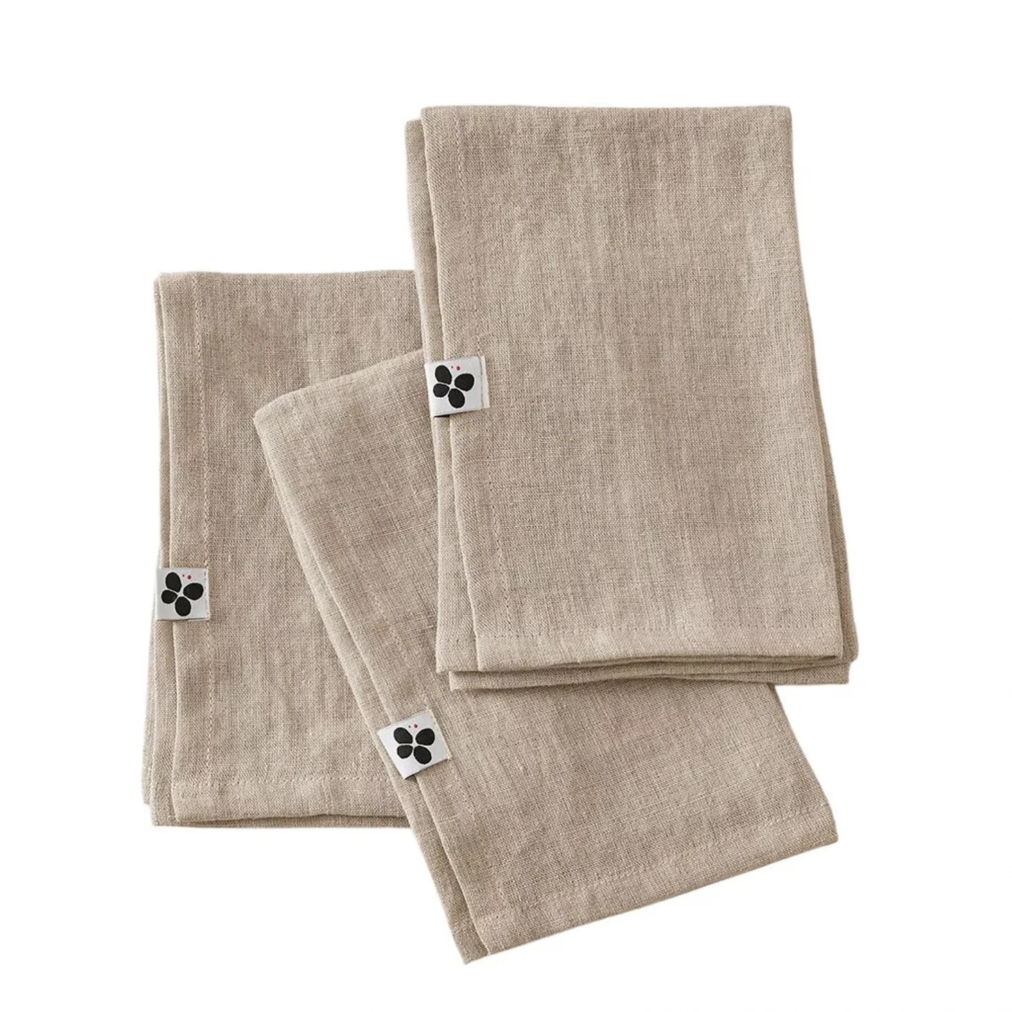 Lot de 3 serviettes de table lin lavé Soline sable - L'EFFET PAPILLON